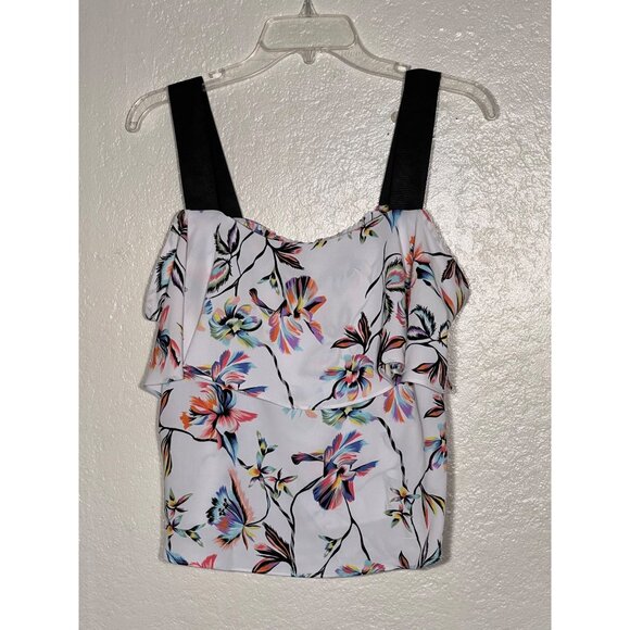 Bar III Small Printed Ribbon-Strap Off-The-Shoulder Top Multi Color Ruffle - Picture 1 of 11